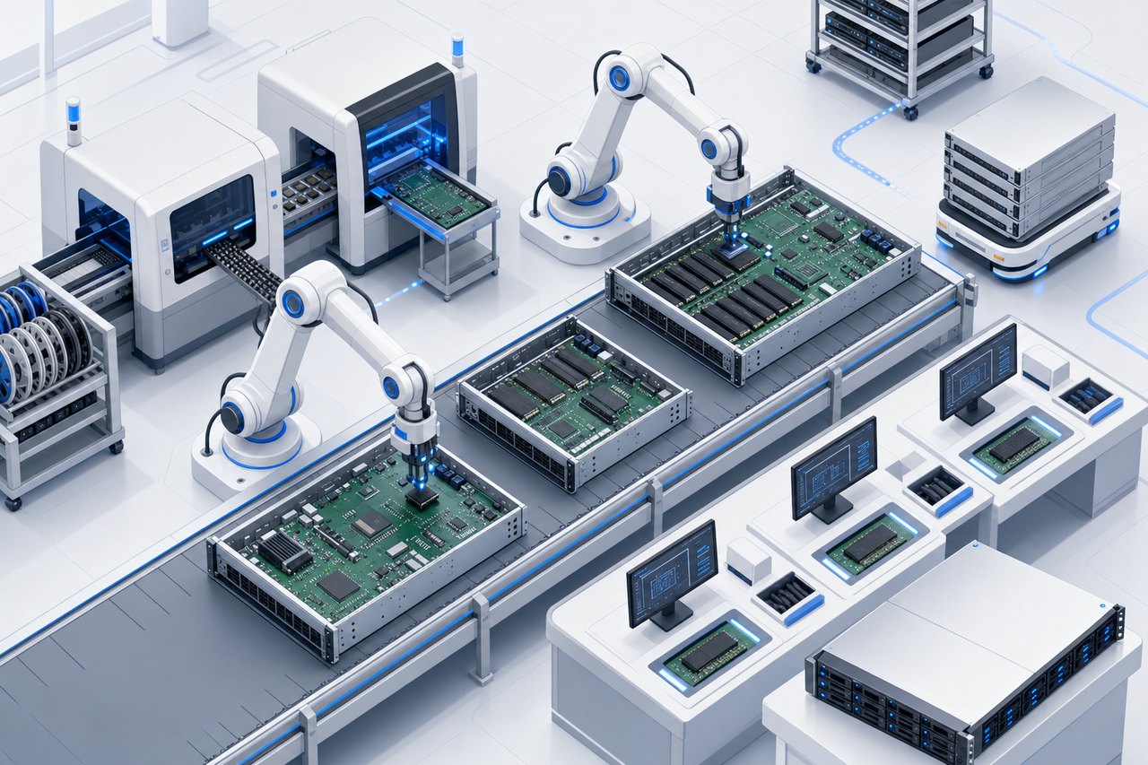 SMT placement & system assembly line (illustration)
